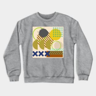 Modern Geometric Pattern Pastel Olive Ochre Retro Doodle Style Crewneck Sweatshirt